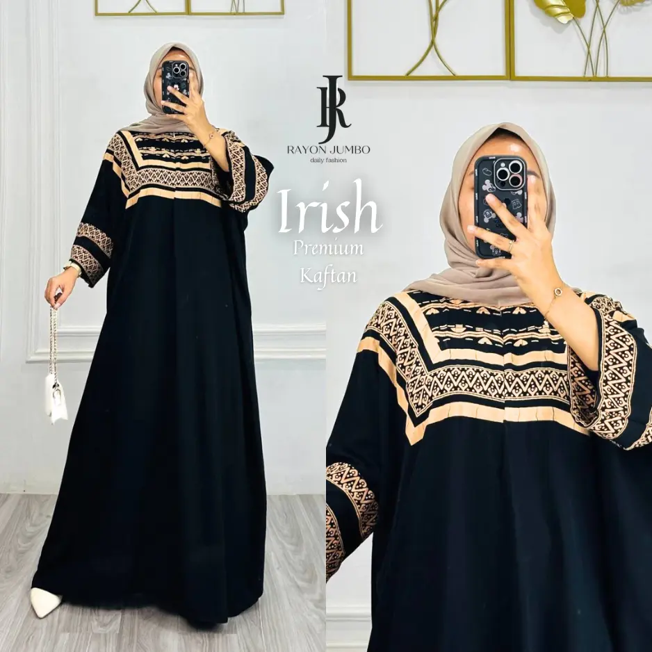 Irish Premium Kaftan Abaya by Rayon Jumbo - Daster Kaftan Cocok untuk sehari - hari simple elegan Mewah