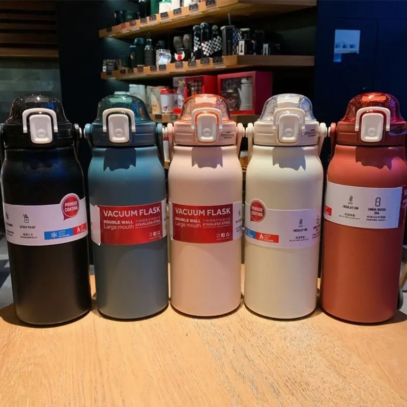 Ready Stock 1.3L/1.7L Large Capacity Insulation Bottle With Straw /304 Stainless Steel  Teachers Day Gift Outdoor Sports Water Bottle/Thermal Vacuum Flask/Portable Water Cup Drinkware Bottled