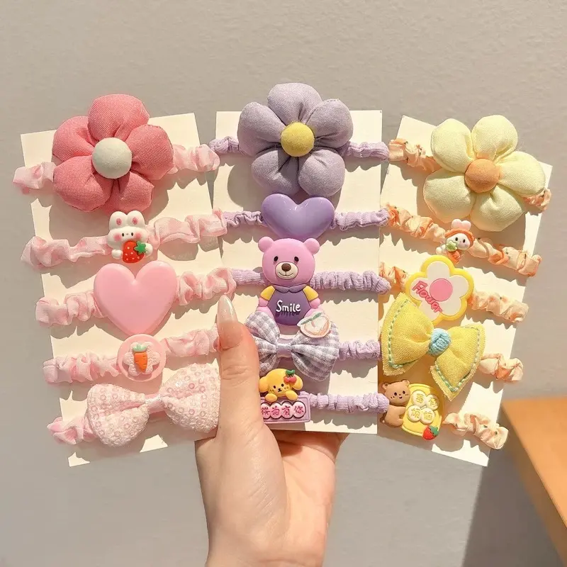 ED - 5PCS / SET IKATAN RAMBUT SCRUNCHIE ANAK KARAKTER / KUNCIRAN SCRUNCHIE ANAK LUCU / IKAT RAMBUT CEPOL ANAK KOREAN