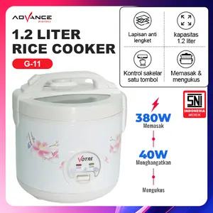Advance Votre G-11/G06 Rice Cooker Elektrik 0.6L/1.2L 200W/350W Penanak Nasi Tutup Kaca Transparan Garansi Resmi 1 Tahun Anti Lengket Memasak & Mengukus