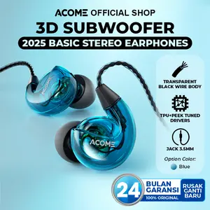 【BISA COD】ACOME 3D Subwoofers Powerfull Bass Transparent Black Wire Body Garansi 24 Bulan ACE01 Earphones