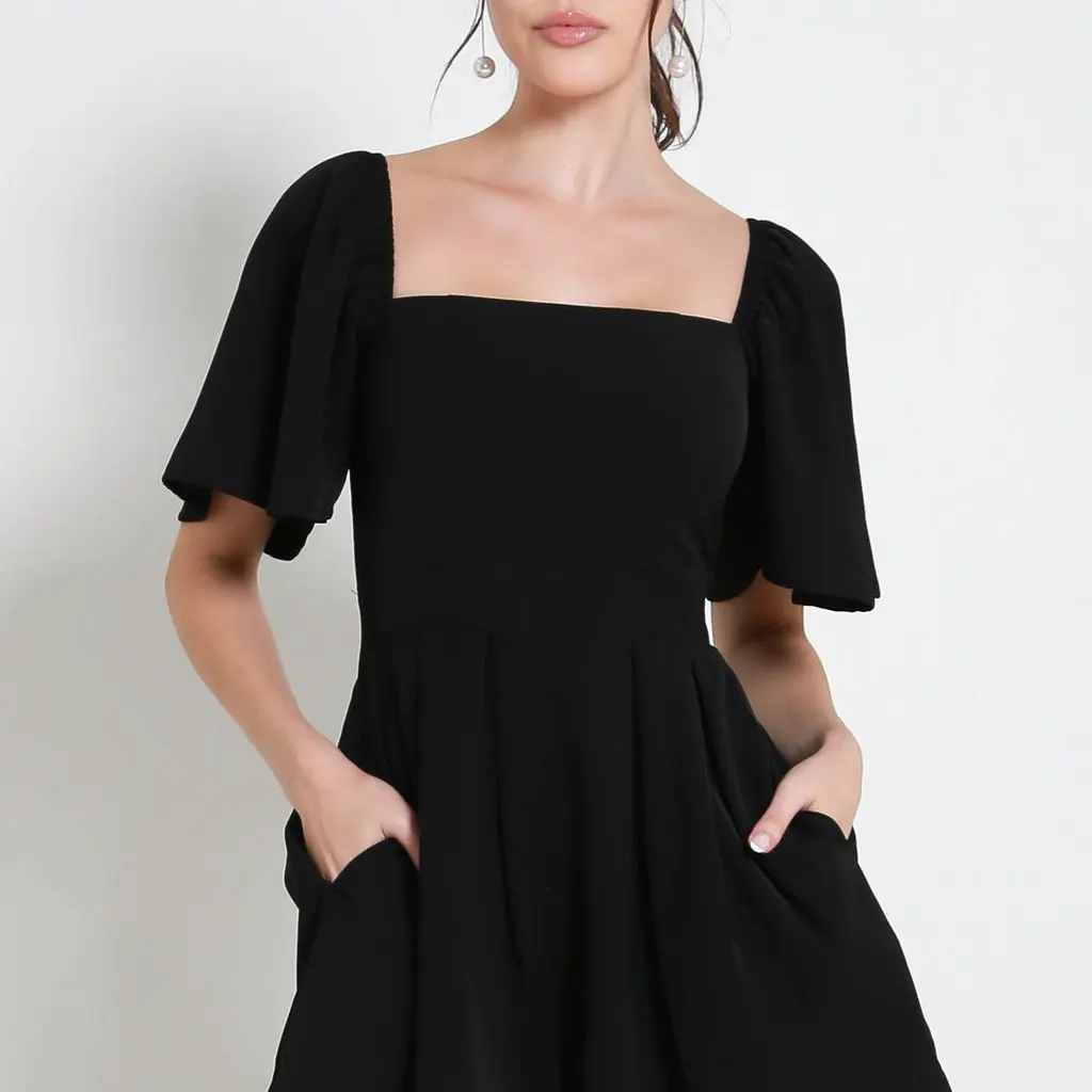 [SLEEVED] Lazier Pleated Romper V2 (Black)