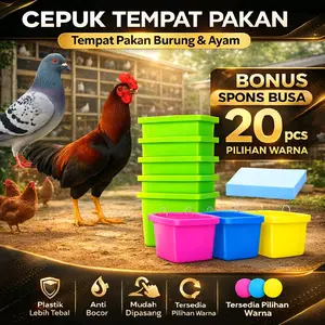 CEPUK MAKAN BURUNG AYAM TEMPAT PAKAN MAKAN  DAN MINUM BURUNG DAN UNGGAS MA1  BONUS SPONS. SUDAH ADA KAWAT PENGAIT. BAHAN TEBAL (DAPAT 11 PCS)