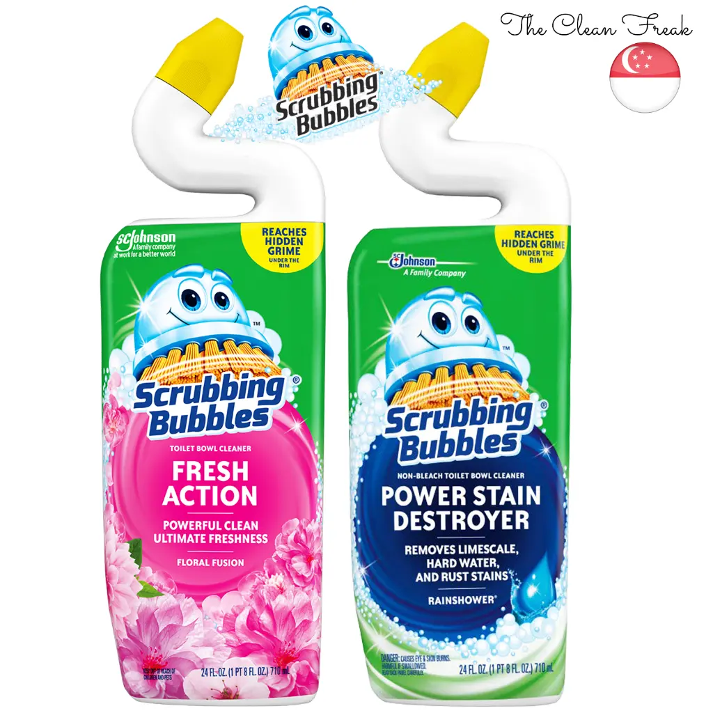 Scrubbing Bubbles Toilet Bowl Cleaner Power Stain Destroyer / Fresh Action, Rainshower / Floral Fusion, 710ml