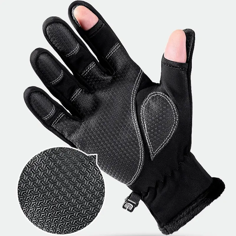 1Pair Winter Fishing Gloves Windproof Riding Gloves Motorcycle Hiking Ski Gloves Outdoor Accessories