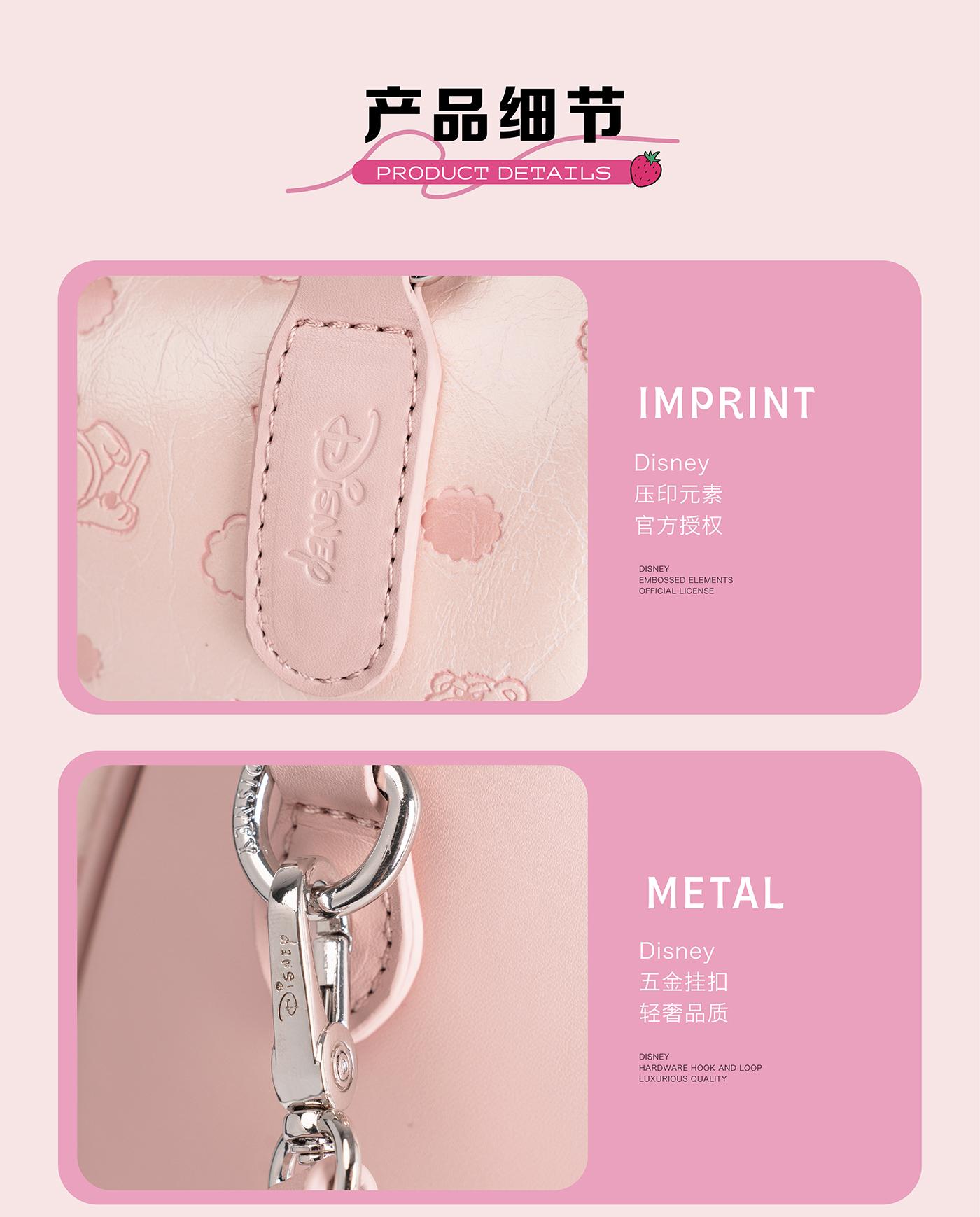 [ Shanty x Disney ] -  Tas Lotso Tas Tangan Kecil Wanita dan Remaja dengan Tali Selempang Motif Lucu dan Warna Soft Pink