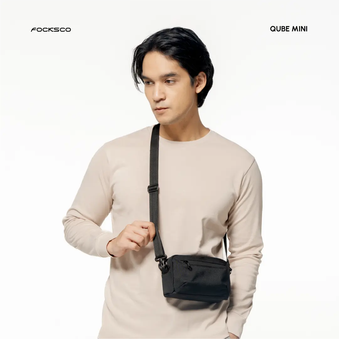 Focksco Handbag Pria Qube Mini 3 in One Sling bag Clutch Minimalis cowok Tas Selempang Pria