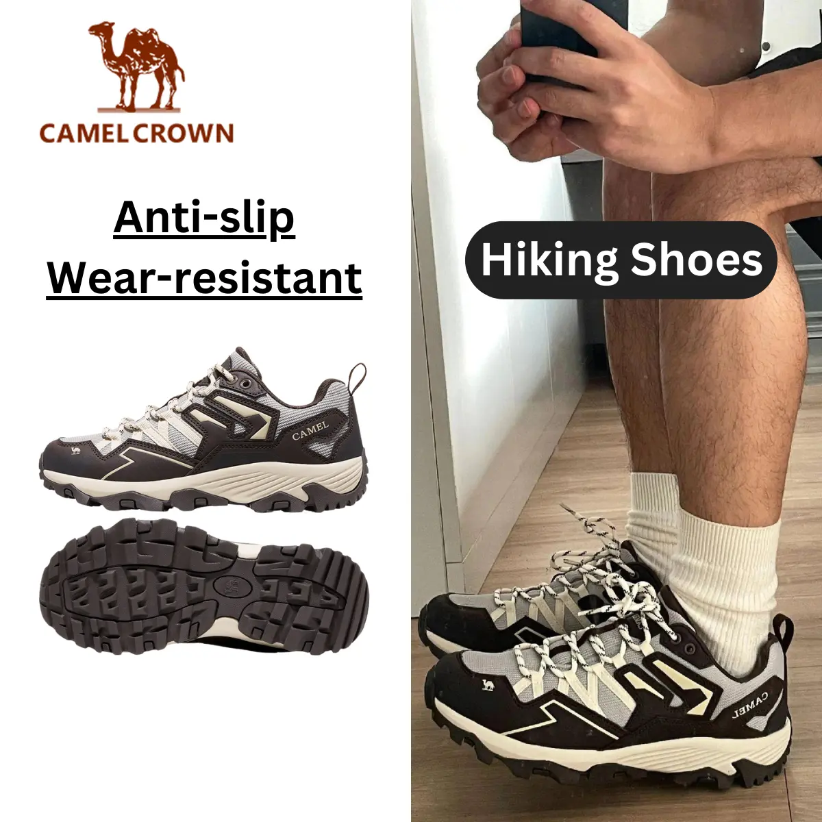【KUNLUN-4S】 CAMEL CROWN Giày đi bộ đường dài dành cho nam, chống trượt, nhẹ, chống mài mòn, giày đi bộ đường dài xuyên quốc gia F13A693030