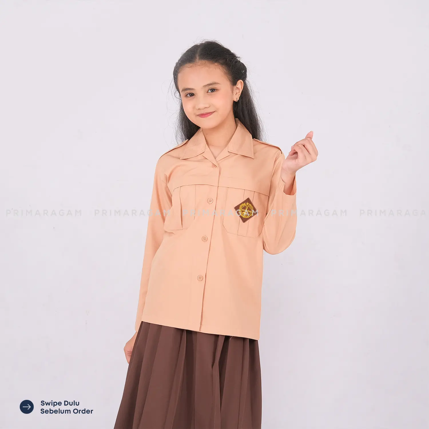 Primaragam Baju Seragam Pramuka Sd Anak Perempuan Panjang Penggalang Smp Cewek Putri Kancing Kemeja