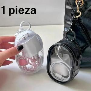 Bolsa de almacenamiento para cargador y cable de datos transparente, 1 pieza de caja portátil para auriculares, Bolsa organizadora de teléfono, Organizador para el hogar, Organizador de viaje