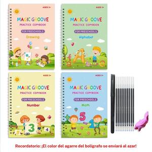 Libro de Práctica de Caligrafía con Pluma Dura y Ranuras, Cuaderno de Trabajo de Caligrafía Mágica Todo en Inglés, Ideal para Niños que Aprenden Habilidades de Escritura a Mano