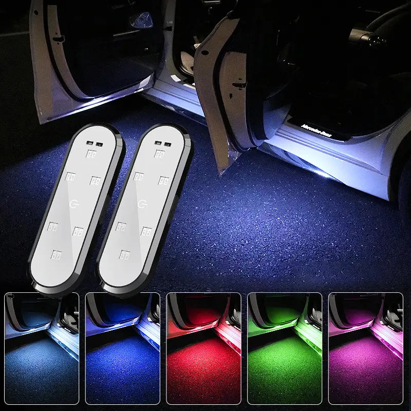 SEAMETAL Car Welcome Light, Door Lighting, No Wiring Battery, Flash Warning Light, Automatic Induction Car Breathing Light 400 mAh Battery