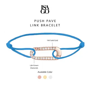 Isago Gelang Wanita Push Pave Link Bracelet Gold Diamond Perhiasan Berlian