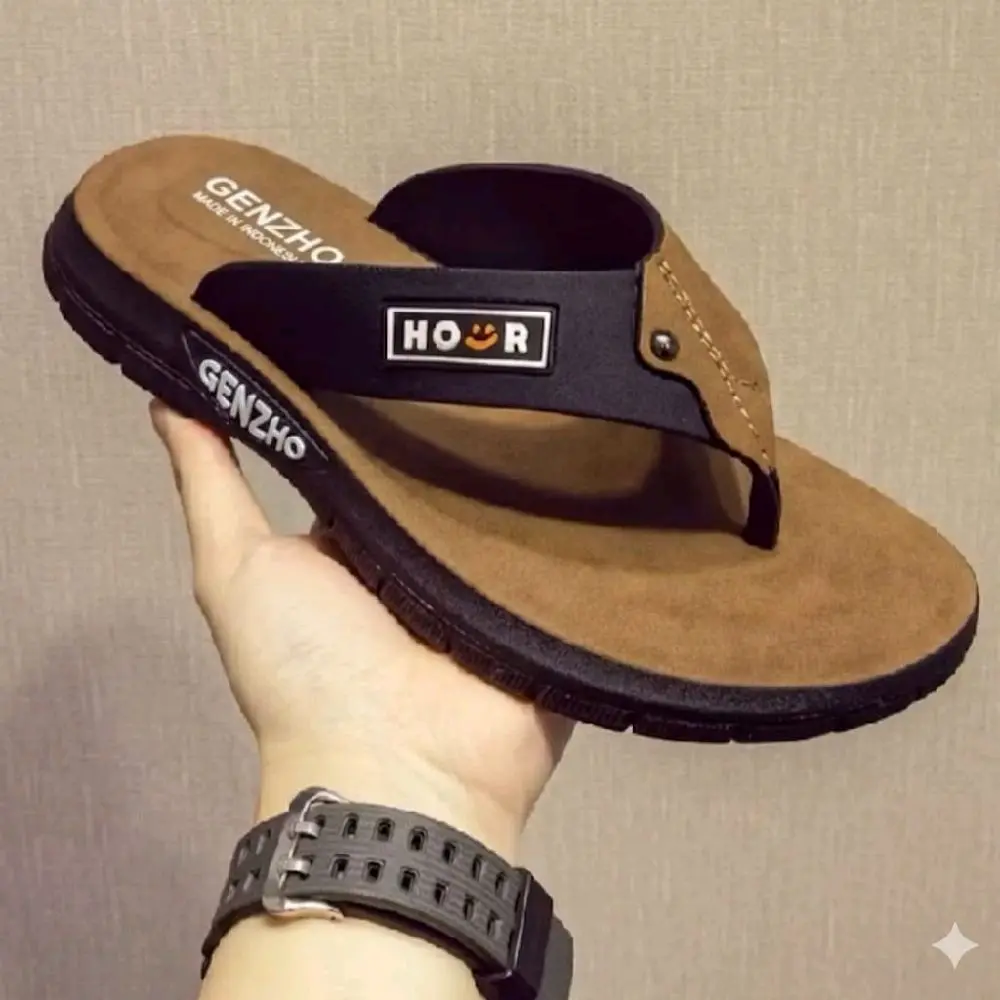 Genzho Sandal Pria Jepit Mewah Karet Anti Slip dengan Desain Elegan dan Nyaman