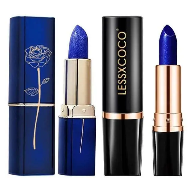 LESSXCOCO LIPSTICK Original - Less x Coco Color Changing Lipstick Waterproof - Blue and Black - Lipstik Berubah Warna - Hitam dan Biru