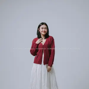 MANJA Crop Cardigan  Atasan wanita Korean style Knitwear Panjang kancing depan Baju Cewek Top Outer