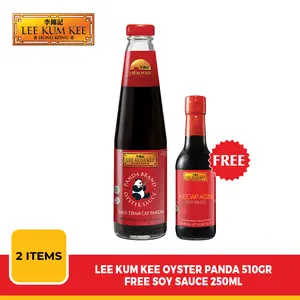 LEE KUM KEE Panda Oyster Sauce 510gr FREE Light Soy Sauce 250ml Banded