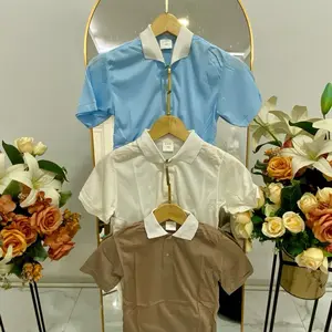 Angelina atasan kaos anak polos kerah paket isi 3