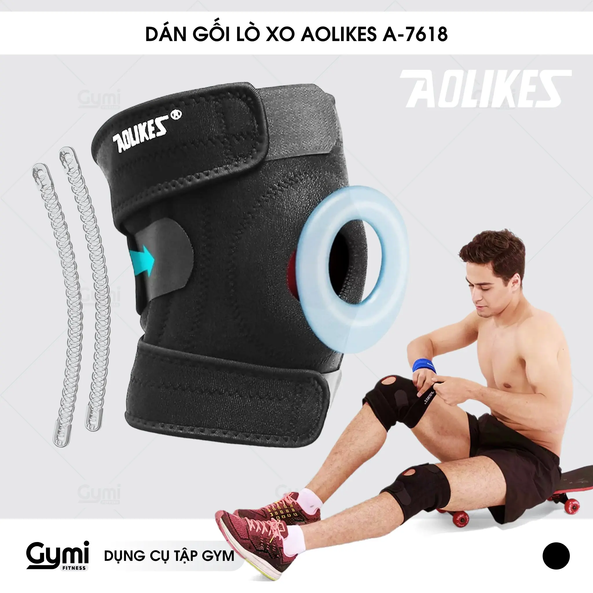 Băng Bảo Vệ Đầu Gối, Dán Gối Aolikes Sport A-7618 | (Kèm Lò Xo)