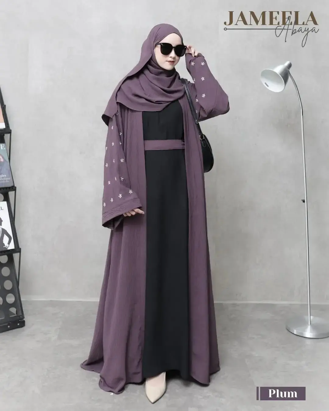 Cod Gamis Pesta Abaya Dua Layer Jameela Abaya Set Ukuran Kecil Sedang Besar // Abaya Muslimah Wanita Simple Polos // Dress Umroh Airflow Kerudung