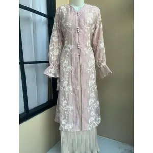 Youbi tunik /Tunik Lebaran /Long tunik kondangan /Tunik wisuda /Tunik bordir tensel - Bloom pink beseller