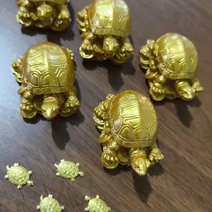 Ornamen Feng Shui Golden Kura-Kura Simbul Kemakmuran / Hadiah Pajangan