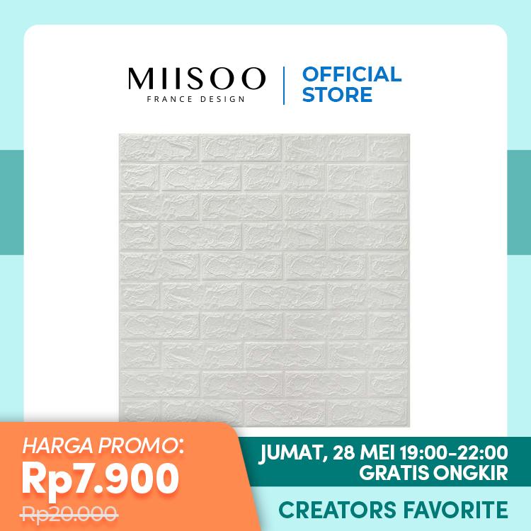MIISOO 3D Wallpaper Dinding Foam Batu Bata Ukuran 77cmX70cmX5mm Water…