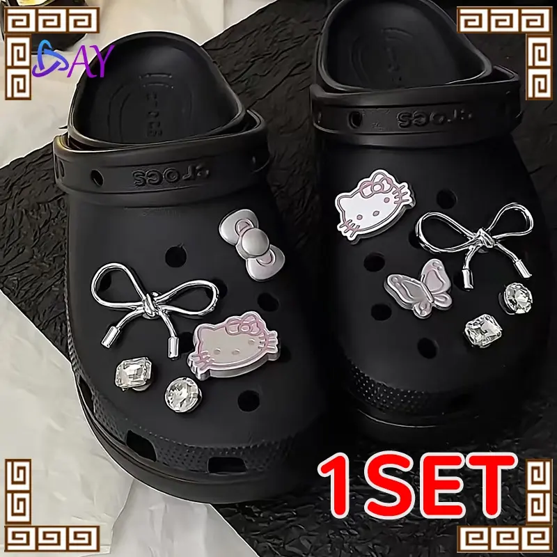 Jibbits Shoe Charm 10PCS Set untuk Crocs, Aksesoris Tempelan DIY, Karakter Lucu Warna-warni, Hiasan Sepatu & Sandal
