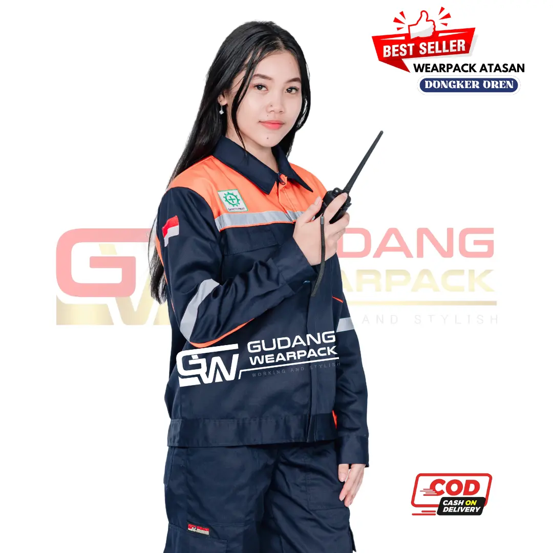 Wearpack Atasan Lengan Panjang Warna Dongker Kombinasi Oren