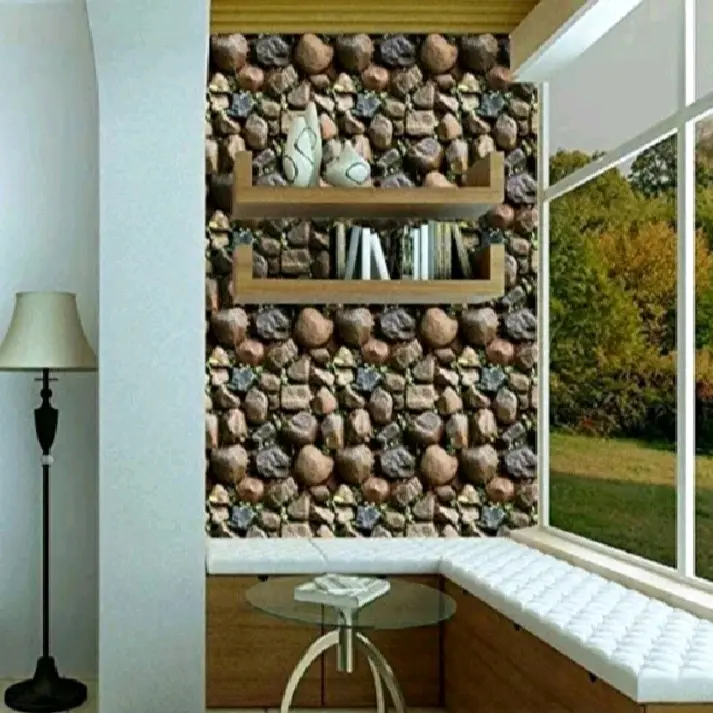 COD Wallpaper Sticker Dinding Batu Kali Cadas Natural 3D Dekorasi Ruang Tamu Kamar Tidur Aesthetic Terjangkau