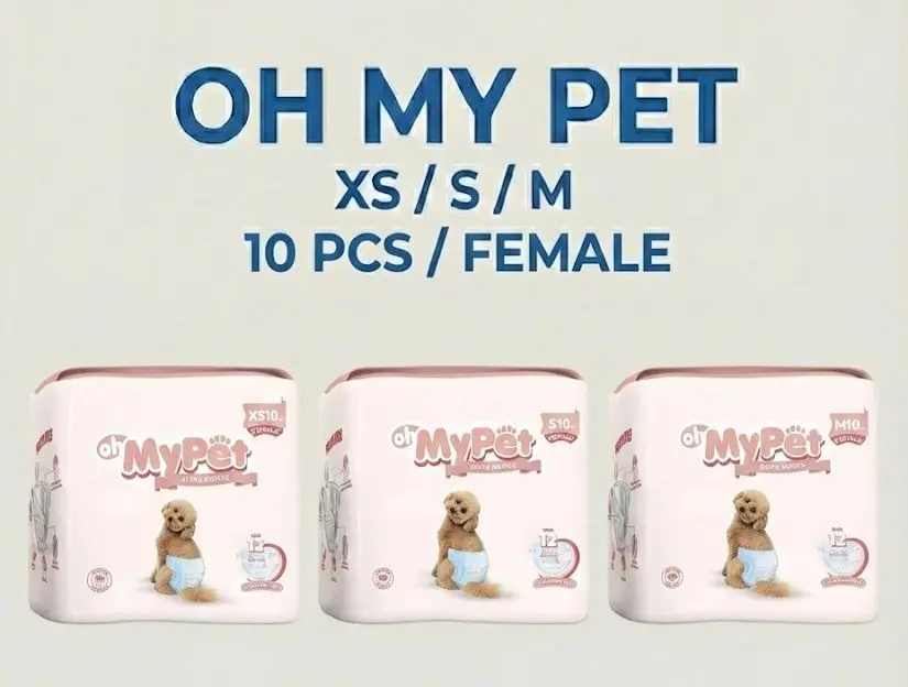 [2 PACK] OhMyPet Diapers Popok Hewan Peliharaan Anabul Anjing Kucing Betina Female XS / S / M 10pcs