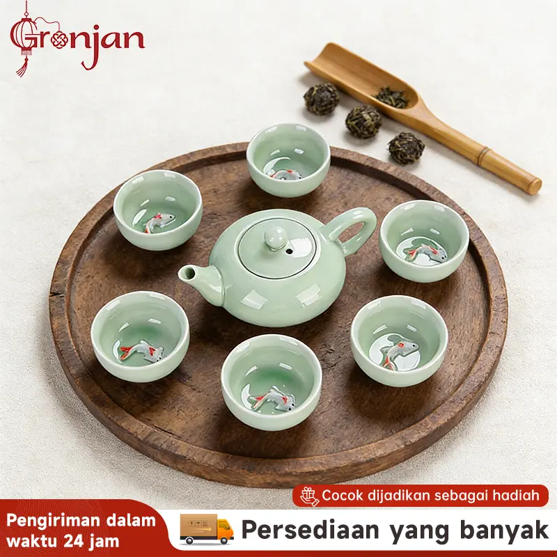 Cangkir Teh/Set Teh/Cangkir Untuk Minum Teh/Cangkir Kecil/Cangkir Ikan Mas Tiga Dimensi/ Set Teh Ikan Mas