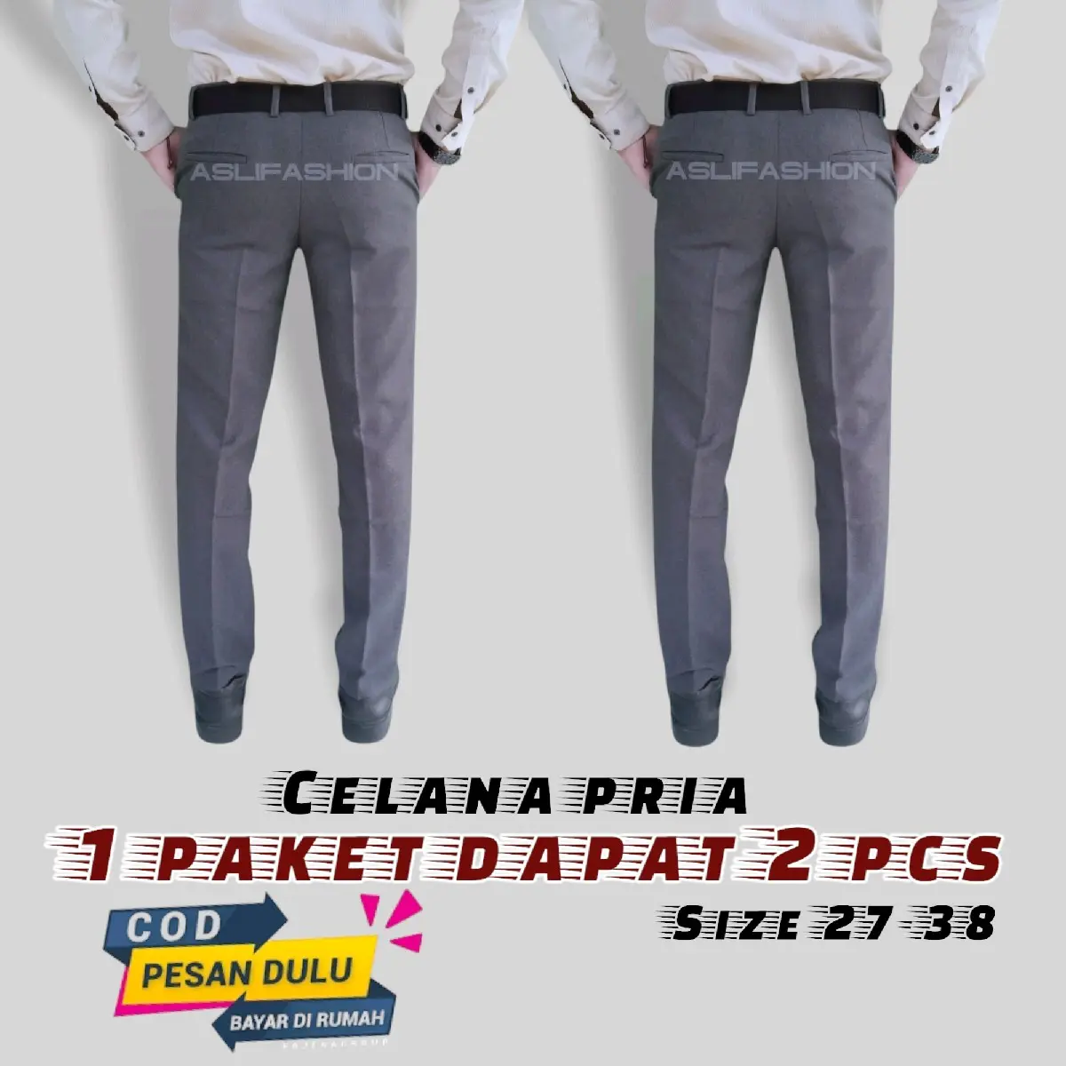 1 PAKET ISI 2 PCS, CELANA SLIM FIT, CELANA FORMAL PRIA, CELANA KERJA, CELANA KANTOR, CELANA BAHAN