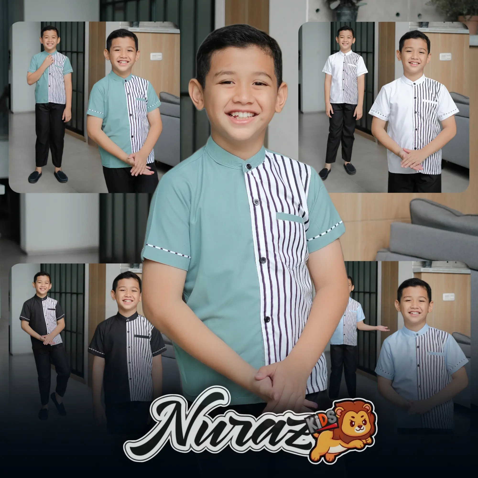 (BELI 2 STEL BAJU FREE 1 SAJADAH ANAK )  NURAZ KIDS Baju Koko Anak Laki Laki Lengan Pendek Terbaru 2024 Harga Murah Bahan Polymikro Menyerap Keringat Lembut Muslim Panjang Gamis