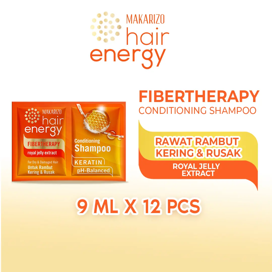 Makarizo Hair Energy Fibertherapy Conditioning Shampoo Royal Jelly 9mLx12 Pcs/ Conditioner Extract / Haircare / Perawatan