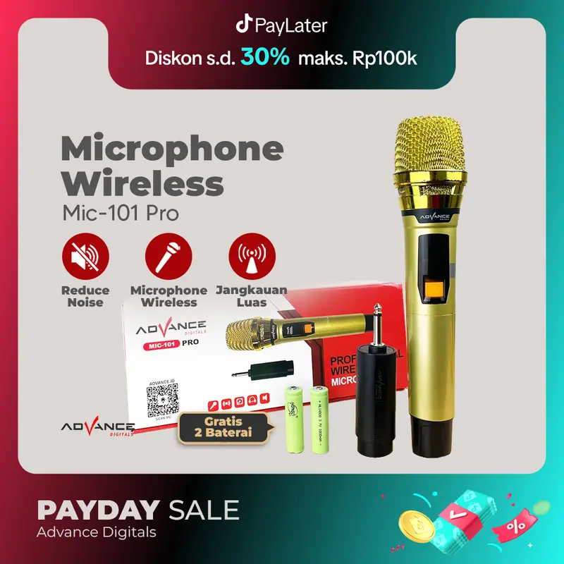 Advance Mic 101pro Microphone Profesional Mic Wireless Gold UHF WirelessMicrophone Mikrofon
