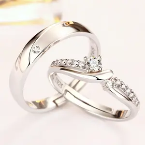 Helen Sterling Silver S925 Cincin Couple Pasangan Adjustable Silver Hadiah Girlfriend Rings