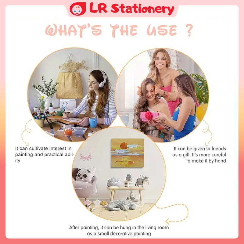 LR【Buy 3pcs Free 10%】DIY Paint By Numbers 20x 20cm Canvas Frame Number Painting Decor Wall Painting  Lukisin Nombor