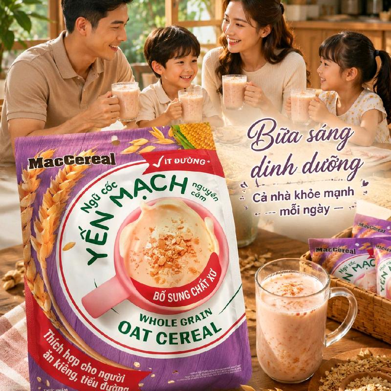 MacCereal - 1 Túi Ngũ Cốc Yến Mạch Ít Đường Whole Grain Oat Cereal Dinh Dưỡng