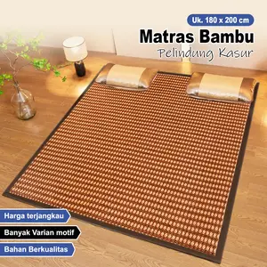 Home Mat Decoration Matras Bambu 180x200Cm Pendingin Badan & Pelindung Kasur Lembut Dekorasi Kamar Elegan X3A1
