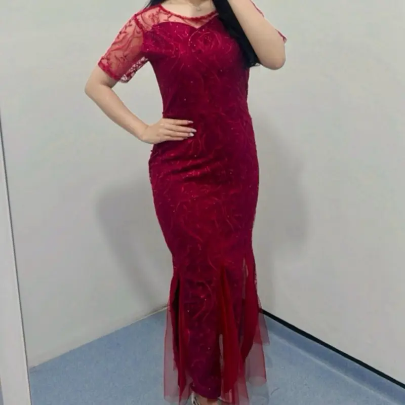 Dress Caroline (Real pick )/Dress natal / Dress wanita /Dress pesta / Dress Fit Panjang Tile Formal Kondangan Gaun Mewah