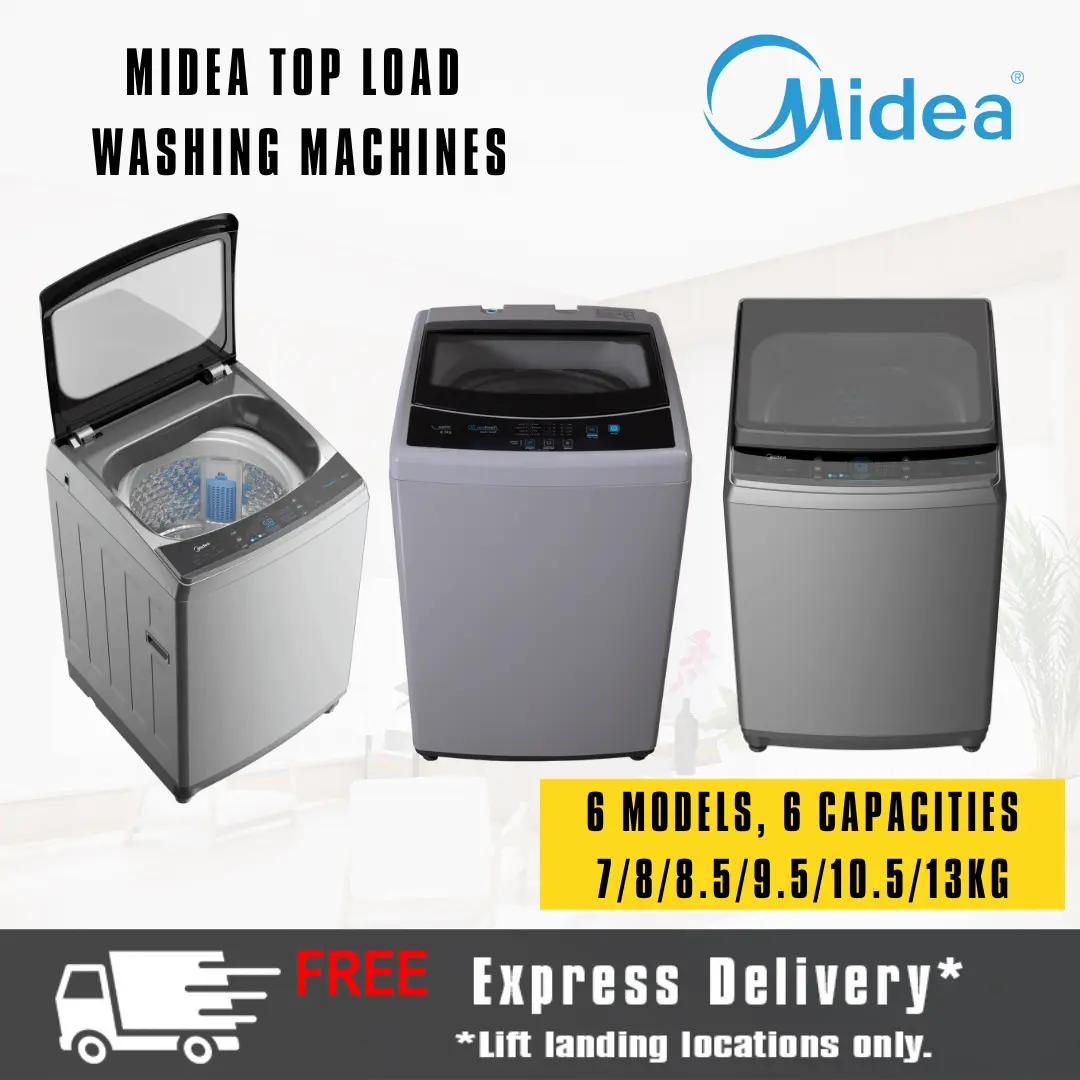 BRAND NEW MIDEA 7/8/8.5/9.5/10.5/13KG TOP LOAD WASHING MACHINE [MT740S/MT860S/MA200W85/MA200W95/MA200W105D/MA200W130D] - MULTI MODELS