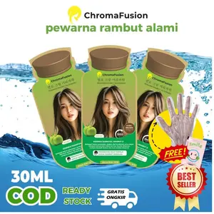 【5 Bungkus x 30ml】Total 150ML 【ChromaFusion】Pewarna Rambut Versi Terbaru – Formula Ditingkatkan! Warna Hitam Alami, Coffee, Coklat Tua - Lebih Kilau & Tahan Lama - Melembapkan Rambut Saat Mewarnai - Praktis Dipakai di Rumah