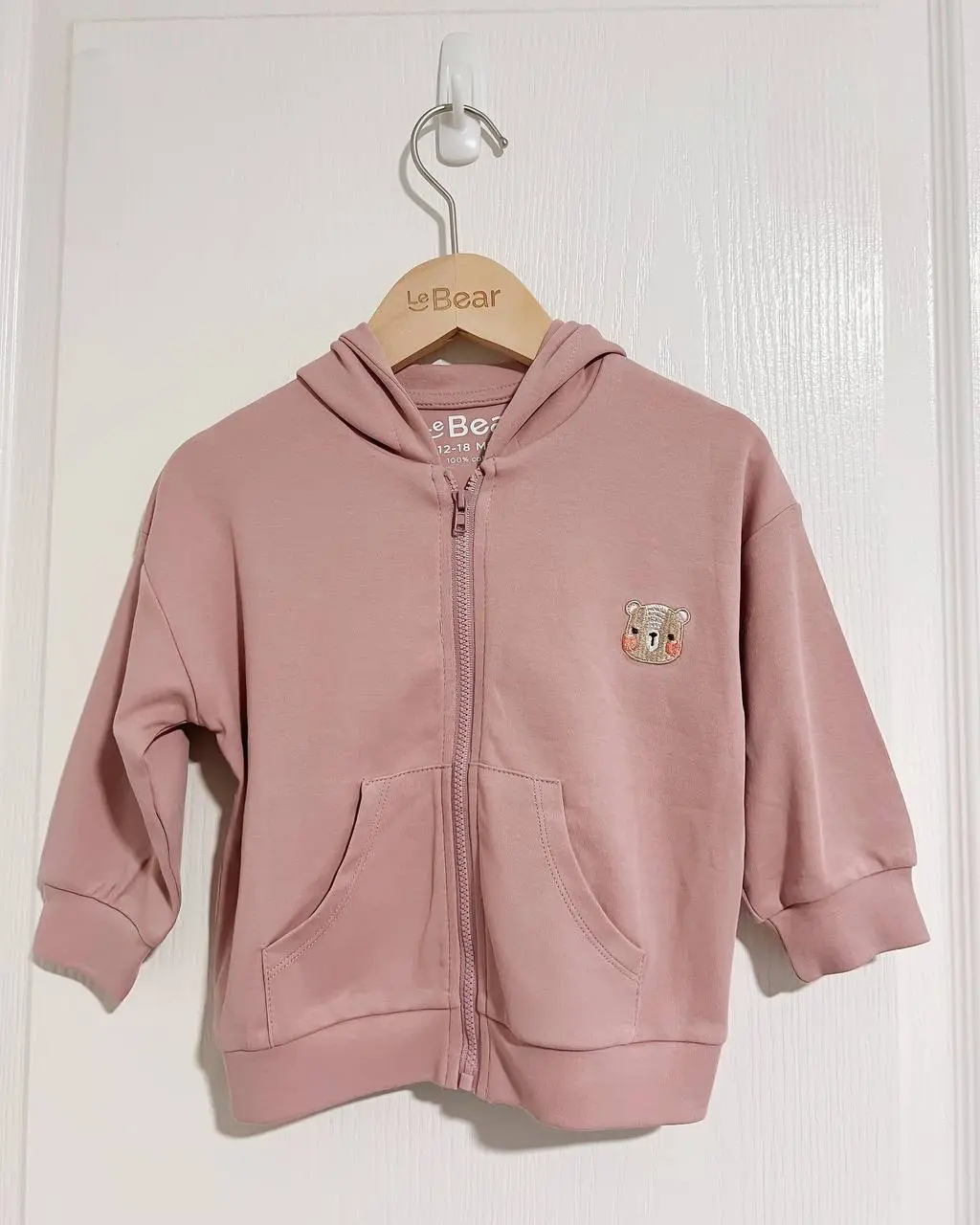 VOYABEAR HOODED JACKET IN TEA ROSE (100% PREMIUM COTTON, SOFT & COMFY)