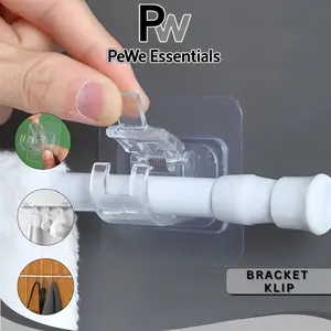 PW - Bracket Gorden Tempel – Pengait Tiang Gorden Tanpa Bor Praktis