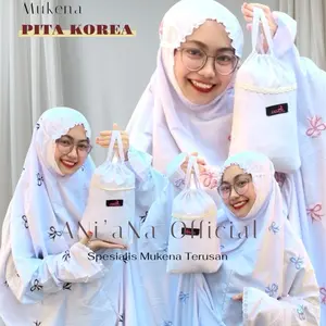 MUKENA TERUSAN BORDIR PITA KOREAN STYLE BAHAN KATUN FULL BORDIR CANTIK MUKENA REMAJA DEWASA Bunga Daun Hitam Motif Nyaman Tebal Variasi Muslim