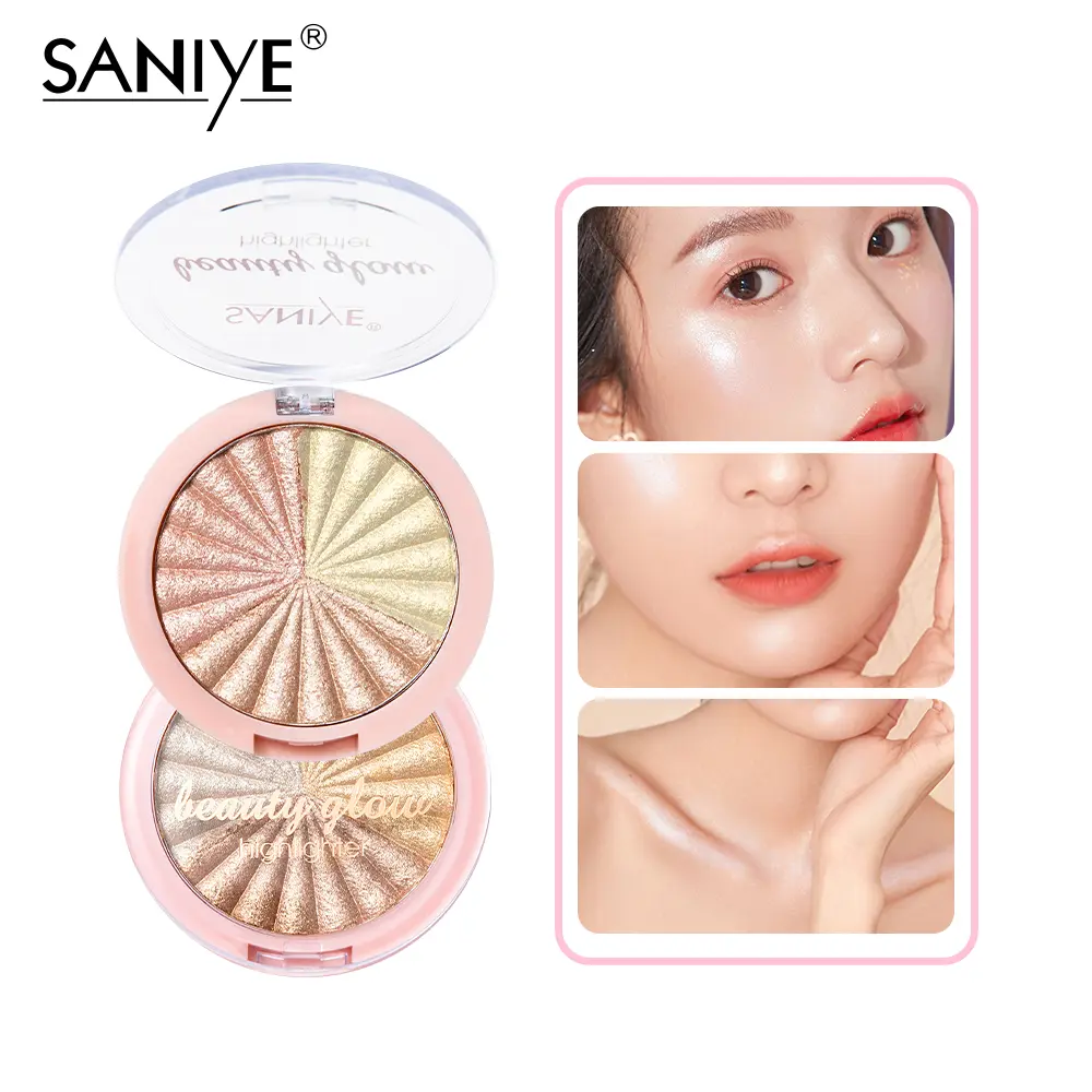 SANIYE【BPOM】Shimmer Highlighter Powder Contouring Glow Palette Professional Facial Makeup 5 Warna E0155