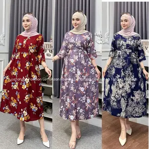 Midi Dress Miranda Rayon Busui Friendly Lengan 3/4 Dress Jumbo