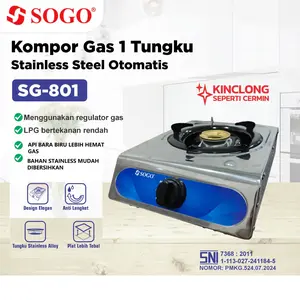 SOGO - Kompor Gas 1 Tungku Api Biru Stainless Steel Otomatis SG-801
