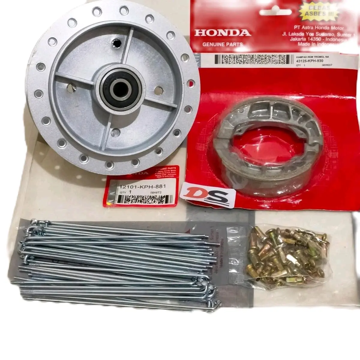 Trombol belakang set jari jari+bering kampas rem Honda Supra x 125 karisma supra fit new blade old revo absolute kode part(kph)